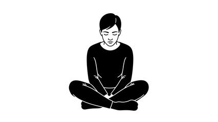 Woman Sitting Cross Legged in Meditation Pose.