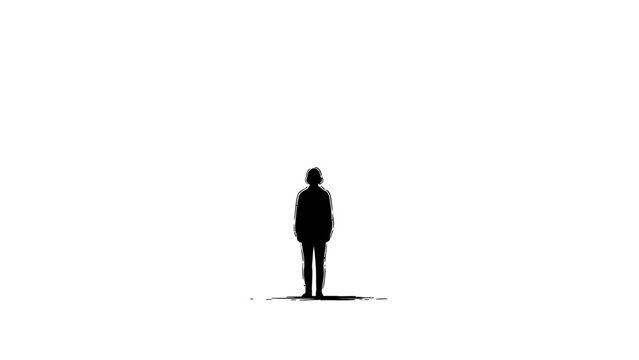 Silhouette of a Man Standing Alone.