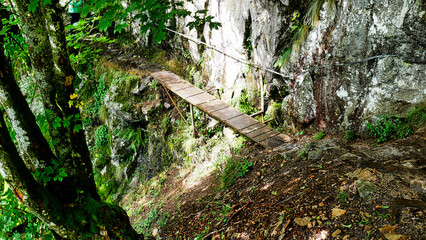 felsenpfad, sentier des roches, strohmeyerpfad, col de la schlucht, hohneck, vogesen, elsass, eindrucksvollste, gef&auml;hrlicher, gebirgspfadd, munster, pfad, felspassagen, wandern, wanderweg, drahtseilen