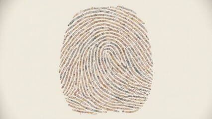 Modern biometric security element with detailed mosaic-like epidermal ridges digital rendering