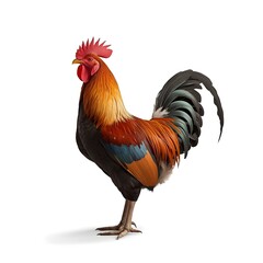 Fototapeta premium Rooster Three Quarter View Isolated on White Background