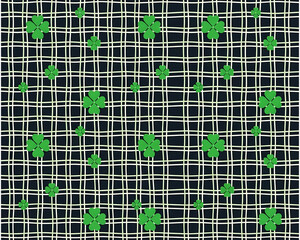 Dark Green Shamrock Grid Seamless Pattern 