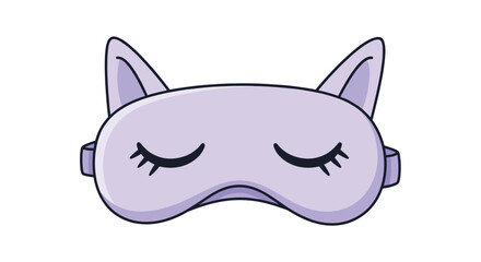 Soft purple sleep mask with cute cat ears and closed eyelash details for relaxation and better sleep.