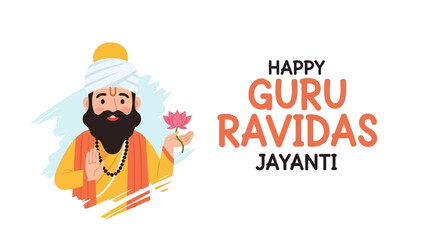 Obraz premium Guru Ravidas Jayanti Illustration with Bearded Man.