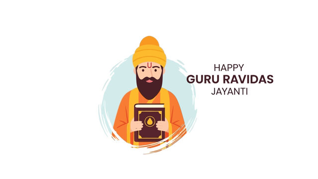 Guru Ravidas Illustration with Sacred Book.
