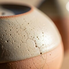 Handmade ceramic surface texture with subtle glaze imperfections and matte finish in warm neutral tones,