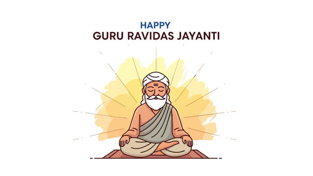 Guru Ravidas Jayanti illustration of saint meditating.