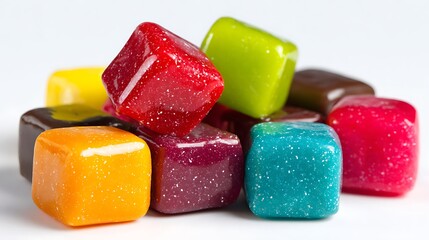 Close up of assorted colorful candes isolated on the white background 