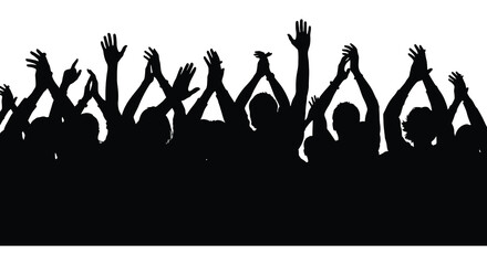 a group of people with their hands raised in celebration silhouette high quality professional detailed modern