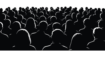 a large crowd of people in black silhouette against a white background silhouette high quality professional