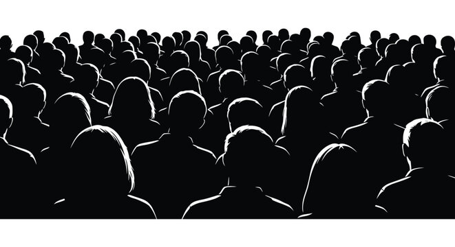 a large crowd of people in black silhouette against a white background silhouette high quality professional