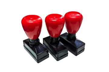 Red Handle Rubber Stamper Isolated on White Background. flash stamp, Stamps are equipment for correspondence activities or agreement documents stamp handle, Stamp, modern rubber stamps isolated on whi