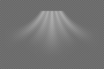 Airflow white stream on transparent background with soft fading effect. Light beams spread downward creating smooth gradient motion. Modern realistic vector illustration.