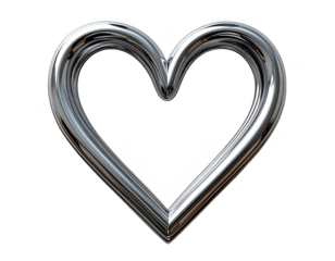 Luxury 3D silver paperclip in a heart shape,white background.