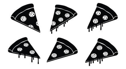 six slices of pizza in a modern flat design silhouette high quality professional detailed elegant stylish