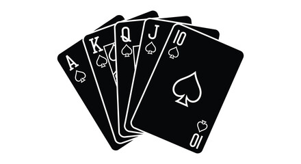 a set of black playing cards in a fan shape silhouette high quality professional detailed modern