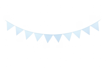 White bunting flags hanging celebrating party decoration