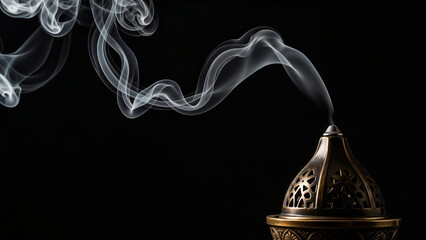 Incense burner with swirling smoke — Symbol of spiritual atmosphere and sacred tradition