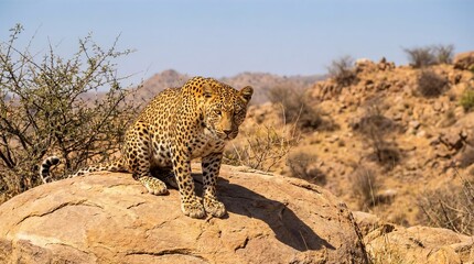 Indian Leopard Rajasthan, Arid Desert Landscape