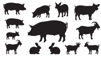 Silhouette of a goat rear end on white background vector illustration