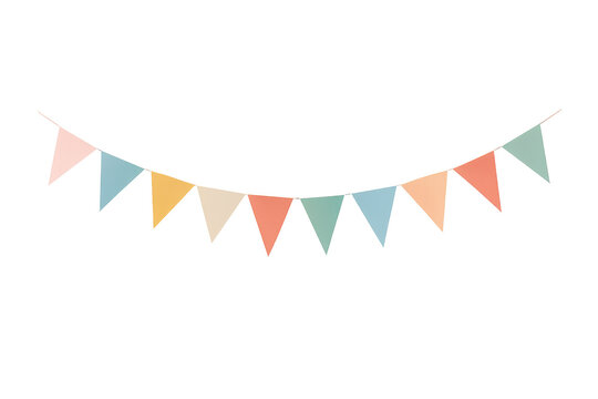 Hanging pastel bunting garland creating festive celebration atmosphere
