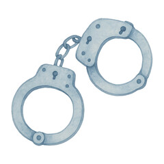 PNG Watercolor handcuffs illustration design.