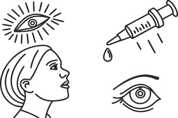 Fototapeta premium Vector illustration of a business man and woman profile with a lady wearing headphones and a man with a magnifying glass among flower and tree art