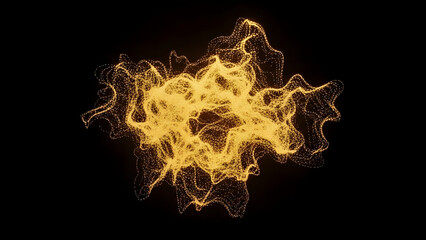 Abstract golden energy waves emanating from a central point against a black background, representing power and dynamism