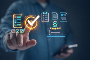 Digital checklist approval and quality verification interface concept