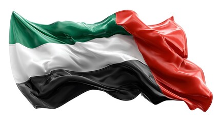 Contemporary 3D UAE flag design isolated on the white background 