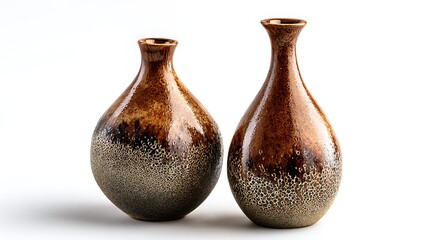 Contemporary decorative brown vase collection isolated on the white background