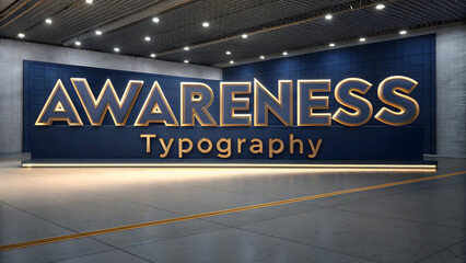 Awareness Typography Installation in Modern Hallway
