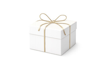 Fototapeta premium White gift box with gold ribbon celebrating special occasion