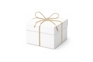 White gift box with gold ribbon celebrating special occasion