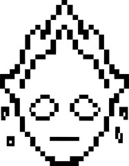 Fototapeta premium Pixel art of a digital face with geometric shapes and symmetrical design in black on white background