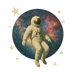 Fototapeta premium PNG Astronaut floating in cosmic space.