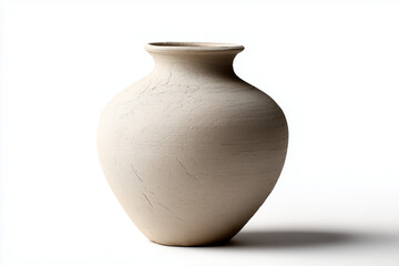 Minimal ceramic vase with smooth matte texture and rounded form displayed upright. Neutral pottery decor object for interior styling, branding, or mockup use, clean studio lighting, isolated on white 