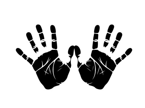 Two black hand prints with fingers spread apart