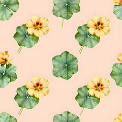 Botanical Elegance: A delicate pattern of vibrant yellow flowers and lush green leaves, evokes the beauty of nature.