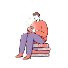 Person with books, rest and self-care