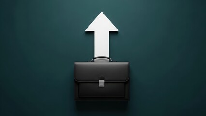 Business growth concept with briefcase and upward arrow