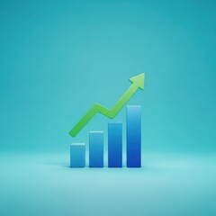 Increasing business growth chart with green arrow