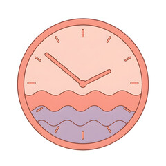 Clock with waves, calm rhythm and mental balance