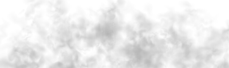 Obraz premium Black smoke and white mist swirling on a clean white background. Realistic smoke, fog, and cloud effects in high resolution. Cutout smoke and cloud PNG for digital use vector.