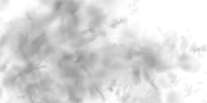 Grey smoke curls rising over a white background. Realistic fog, mist, and cloud textures in 3D rendering style. Cutout smoke and cloud PNG for digital projects vector.