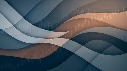 Dynamic abstract background with wavy lines and stock market charts