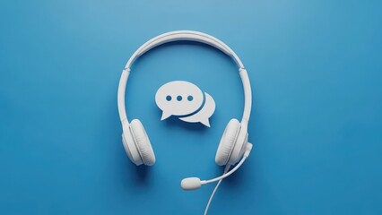 Modern headphones with chat icons for customer support