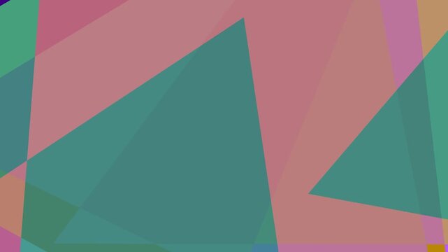 Abstract geometric pattern background animation, loopable colorful overlapping rotating triangles, dynamic and complex visual design