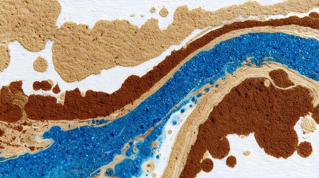 Macro shot of colorful sedimentary rock thin section with mineral bands under polarized light