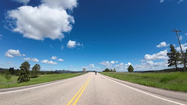 Devils Tower straight up ahead